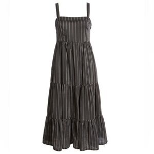 PAIGE Santibel Vertical Stripe Tiered Peasant Midi Dress - Size Medium, NWT